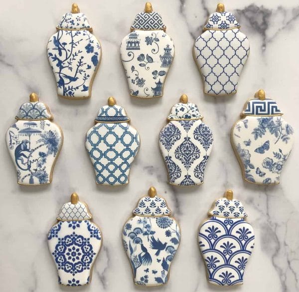 Blue and White Chinoiserie Ginger Jar Sugar Cookies