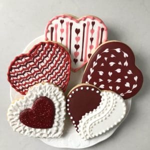 Assorted Heart Shaped Sugar Cookies - Burgundy
