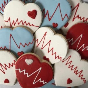 Assorted Heart Cookies with Heartbeat Graph