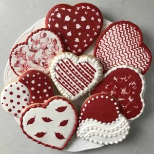Assorted Heart Shaped Sugar Cookies - Red and White Color Palette
