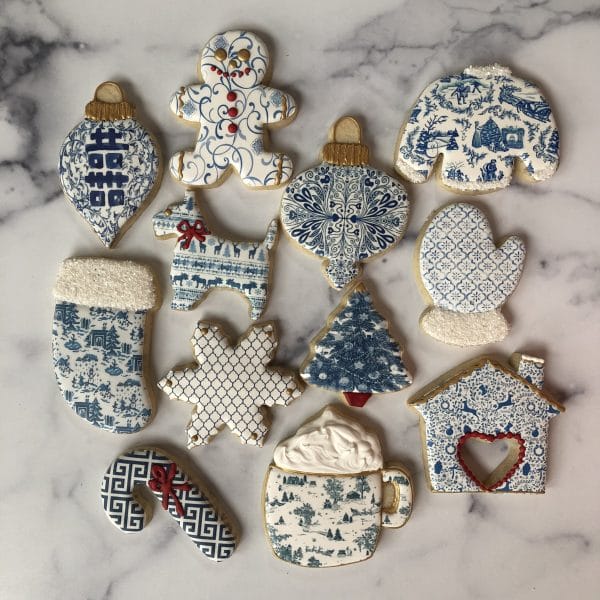 Blue and White Holiday Cookies